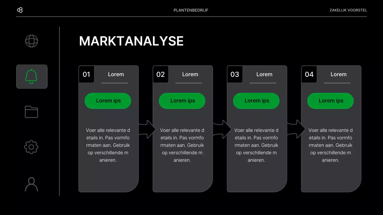 Zakelijk zakelijk voorstel in zwart en groen natuurlijk bladconcept