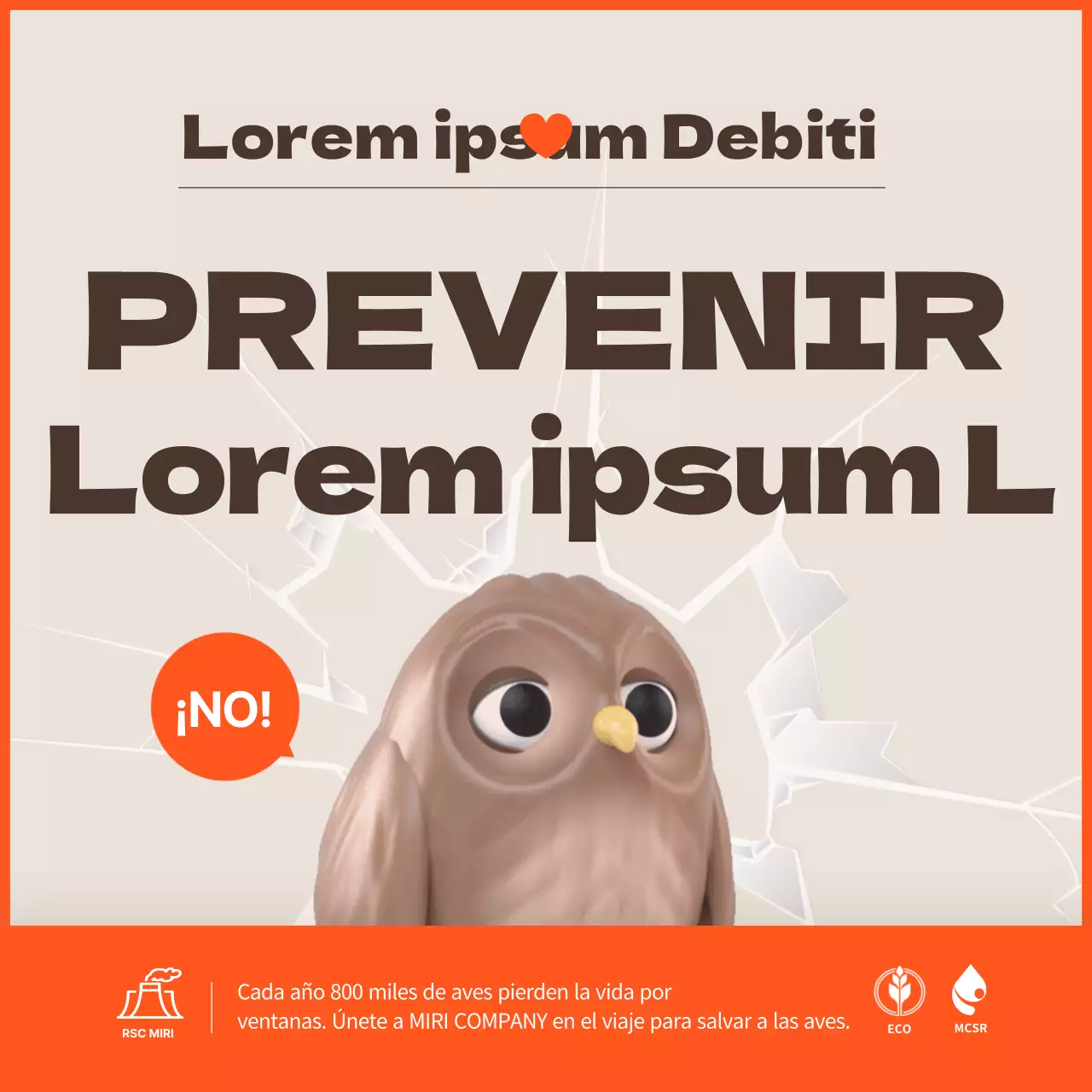 Una campaña limpia contra la colisión de aves con toques naranjas