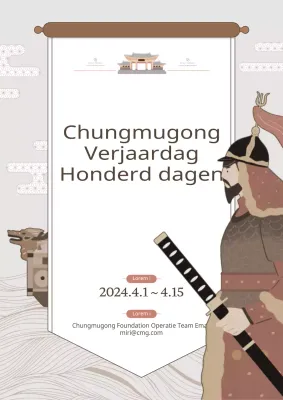 Scrolls Chungmugong Hundred Days thema met bruin-beige vlakke en contour illustratie concept