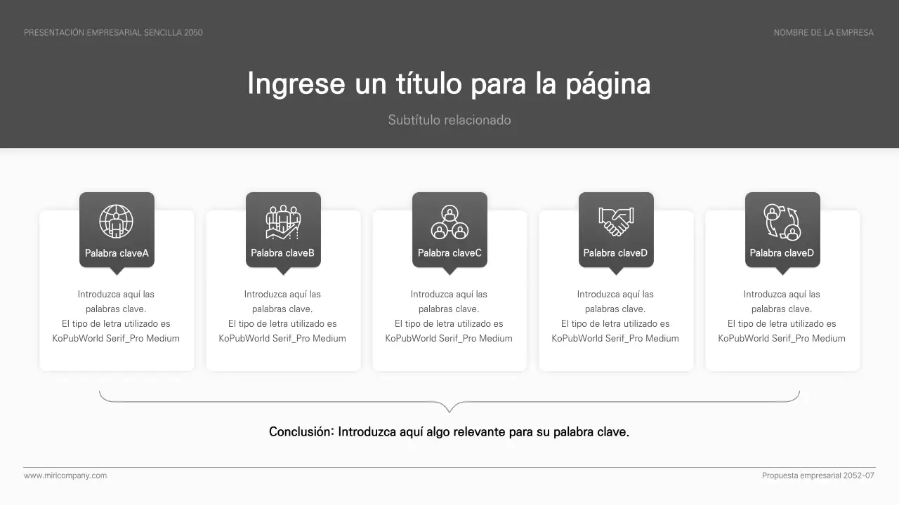 Presentación empresarial de estilo sencillo y básico en blanco y negro