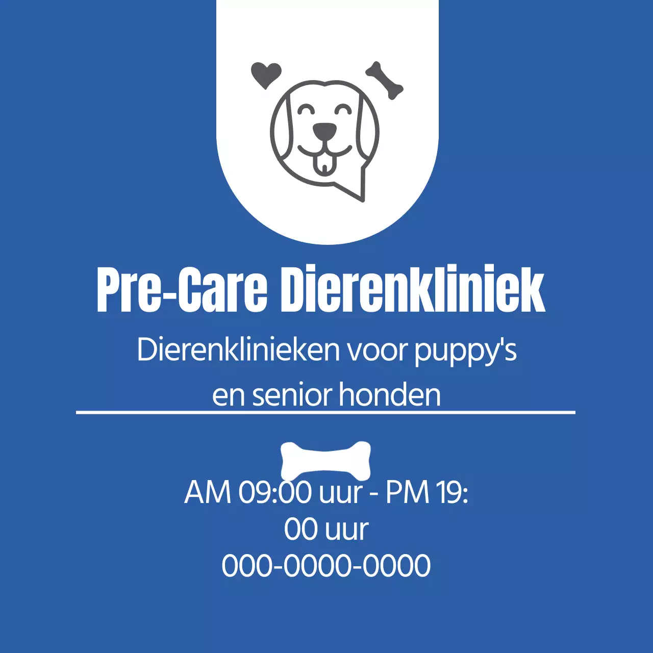 Schattig promotielabel voor dierenkliniek met blauwe illustratie