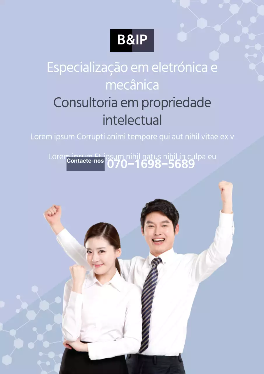 Promova a sua empresa com uma fotografia roxa e alegre dos seus empregados