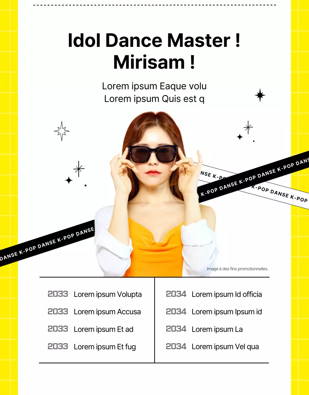 Cours privés de danse d'idoles K-pop en rose et jaune, frais et branché