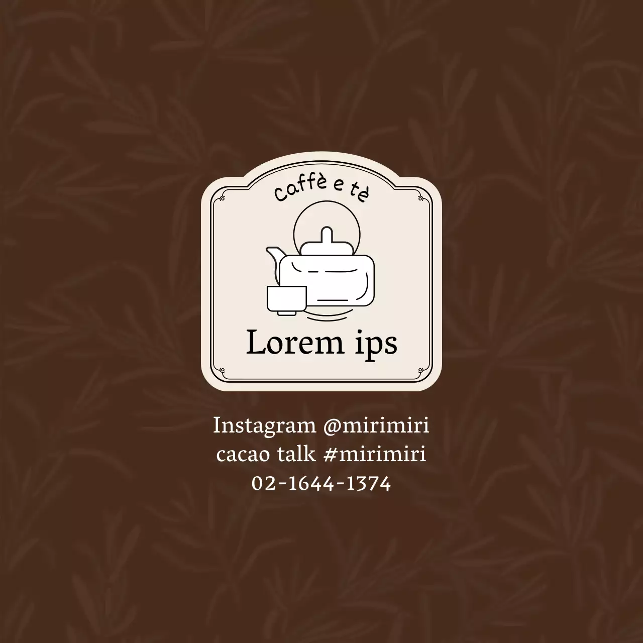 Marrone Avorio Illustrato Tea Café Teahouse Promozione