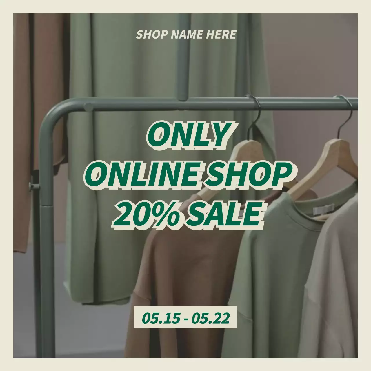 緑 シンプル ファッション 看板 SNS投稿 正方形