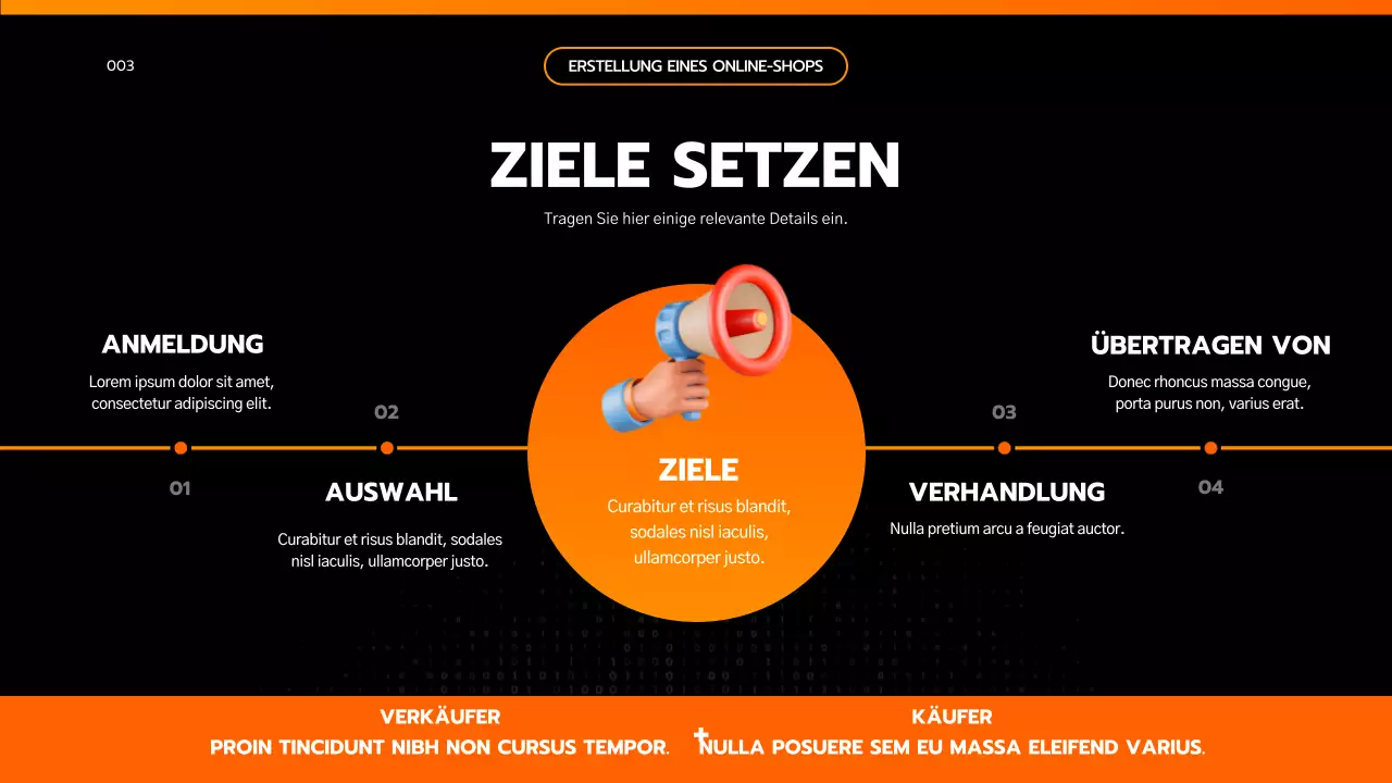Vorlage eines einfachen, schwarz-orangefarbenen, von der Technik inspirierten Projektauftrags