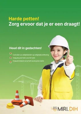 Opgeruimde bouwplaats veiligheidstips met een vrouw met een groene helm