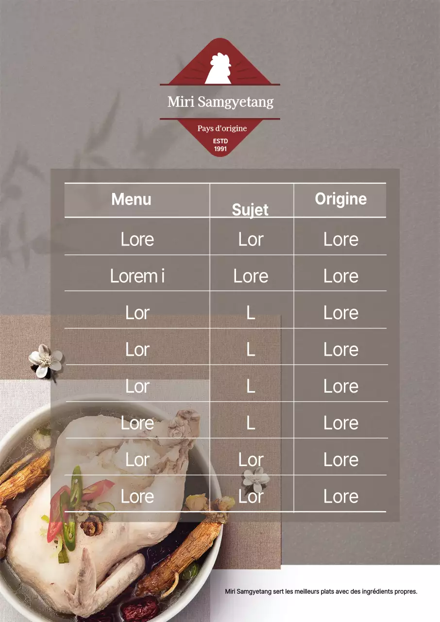 La photo brune met en évidence les origines traditionnelles du restaurant