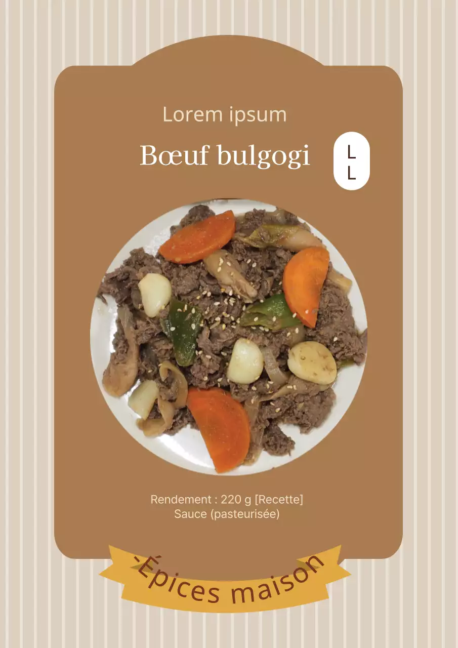 Affiche de conception d'une étiquette simple de sauce steak en couleur marron