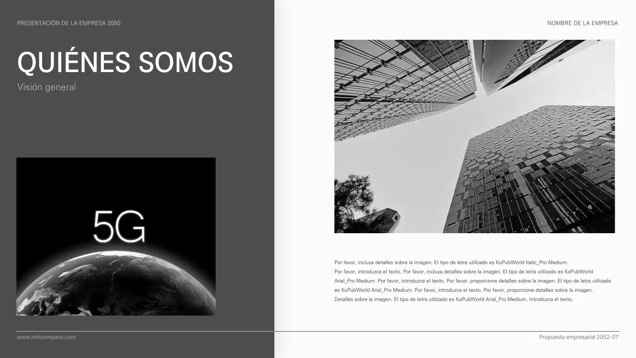 Presentación empresarial de estilo sencillo y básico en blanco y negro