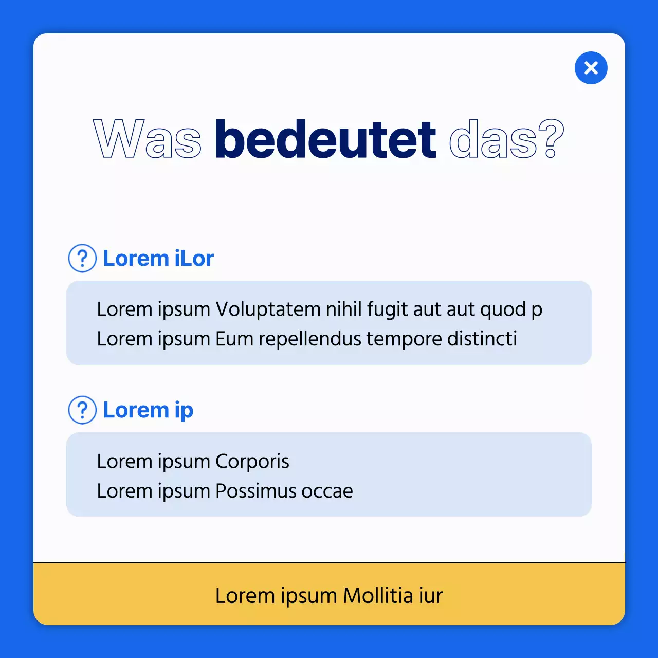 Erläuterung der Informationen für ein einfaches dunkles Muster aus Blau und Gelb