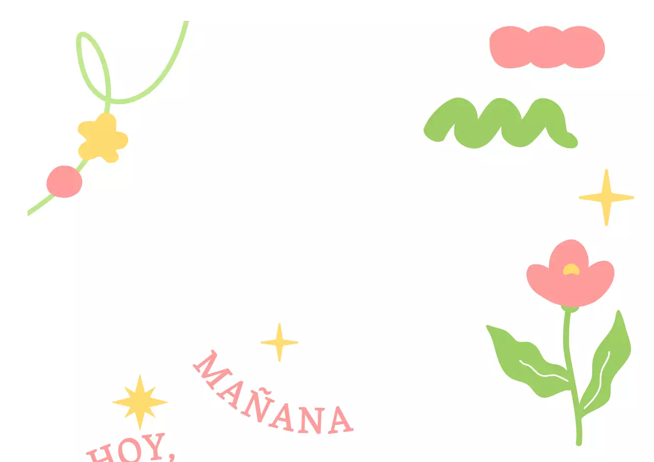 Promocione una cafetería con formas sencillas e ilustraciones florales en rosa, verde y amarillo