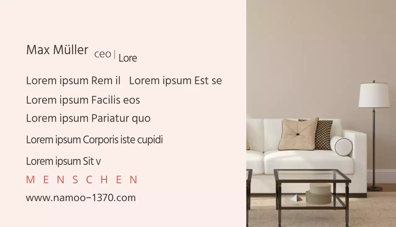 Visitenkarte einer Möbelwerkstatt