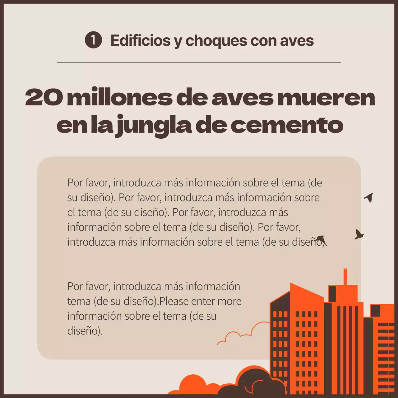 Una campaña limpia contra la colisión de aves con toques naranjas