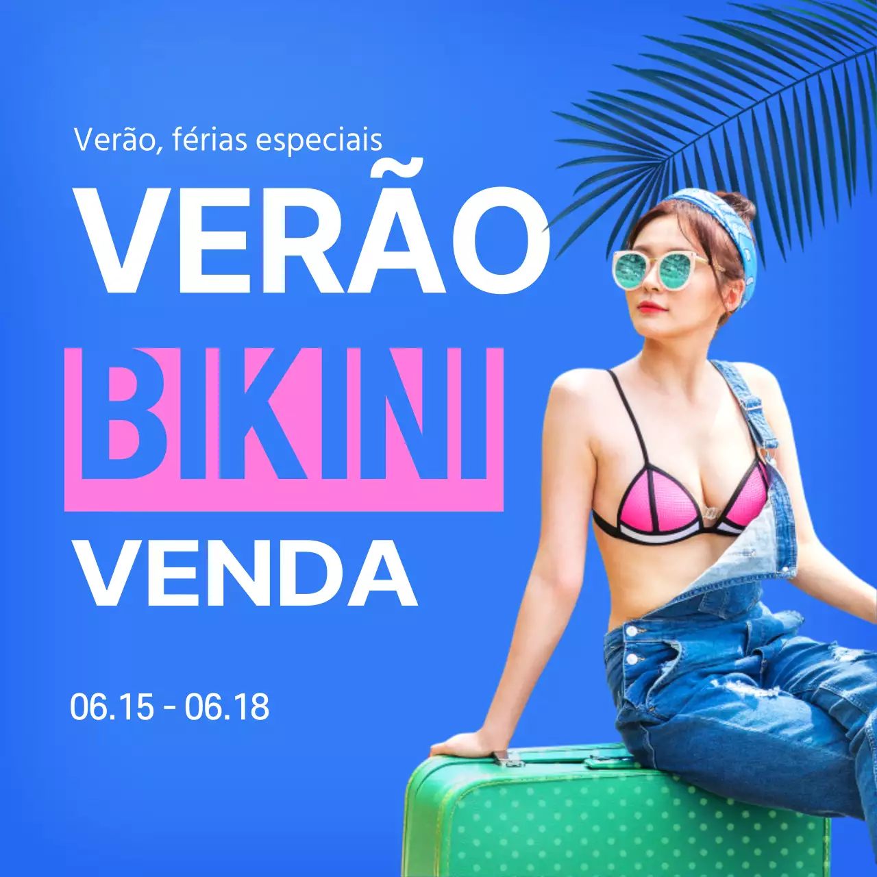 Venda de biquínis azuis para férias de verão