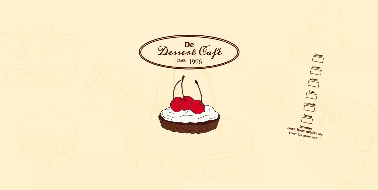 Promoot en informeer cafés met een emotioneel logo in roodbruin en lichtgeel