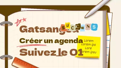 Illustration de fournitures de bureau blanc cassé et marron, concept d'agenda, thème de l'écriture