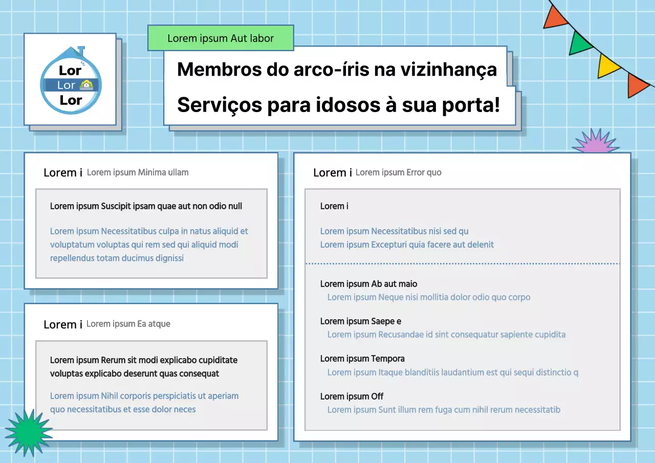Conceito de bloco de notas simples em azul claro e branco para informações sobre o bem-estar dos idosos
