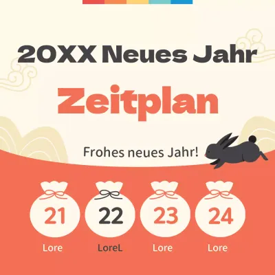 Niedliche Verkaufsankündigung zum Mondneujahrstag mit einem schwarzen Hasen