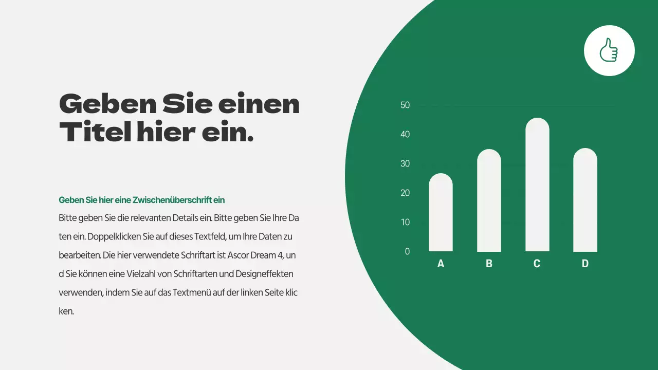 Sauberes Konzept für ein Balkendiagramm in Hellgrau und Grün