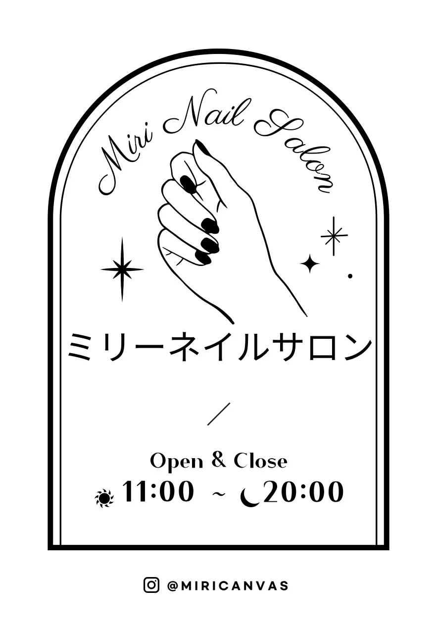 手描きイラストのバッジスタイルのネイルショップ