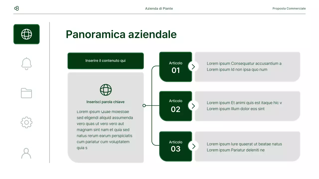 Proposta di business in bianco e verde concetto di foglia naturale