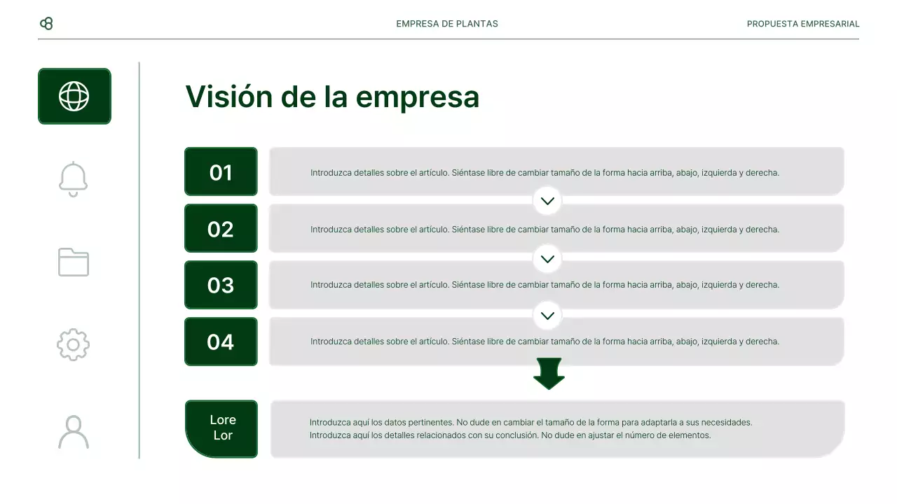 Propuesta de negocio de negocios en blanco y verde concepto de hoja natural
