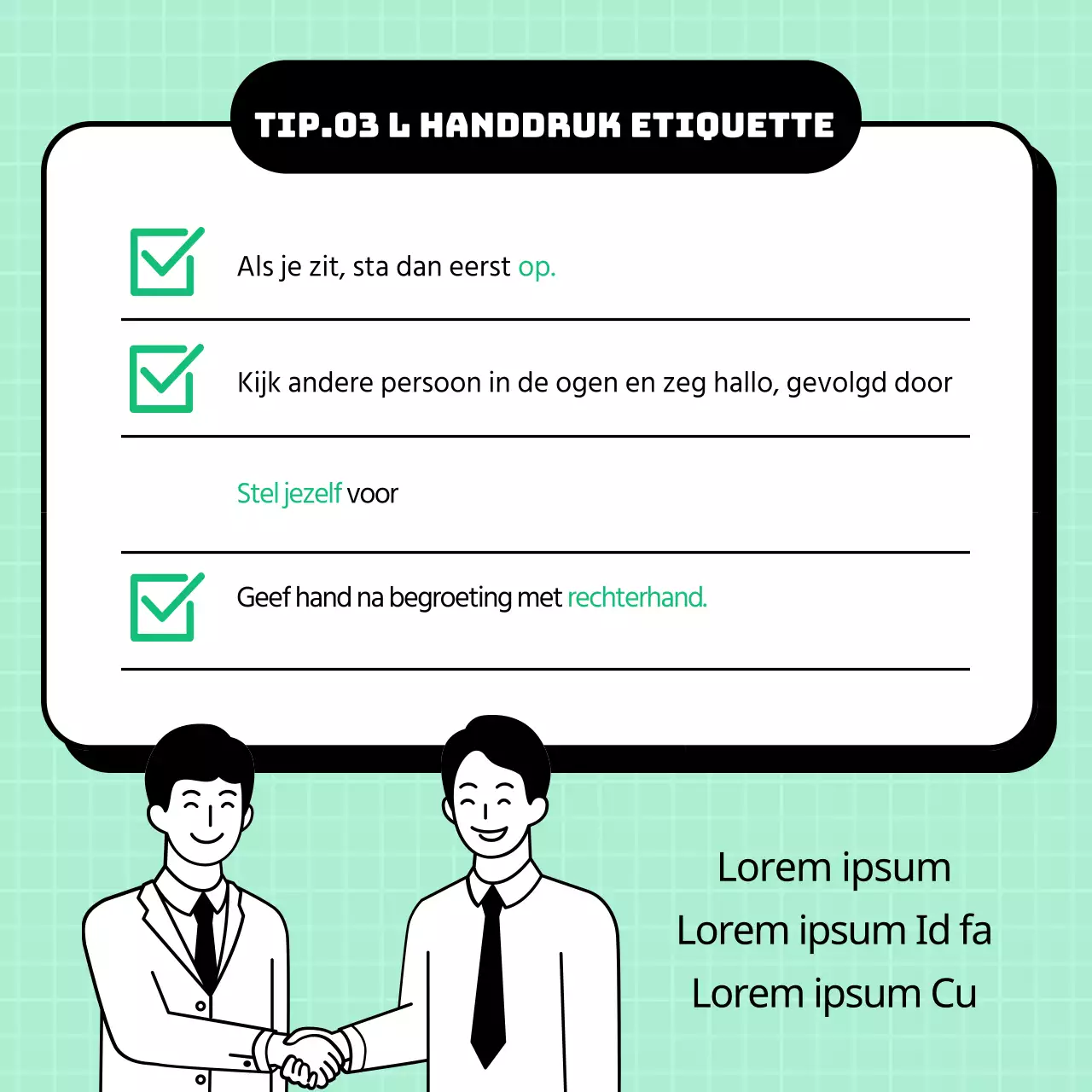 Zakelijke etiquettetips voor op kantoor