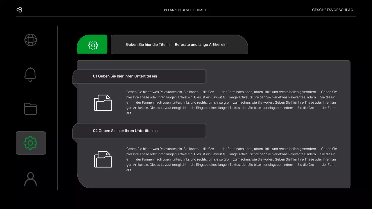 Business Business Vorschlag in schwarz und grün natürlichen Blatt Konzept