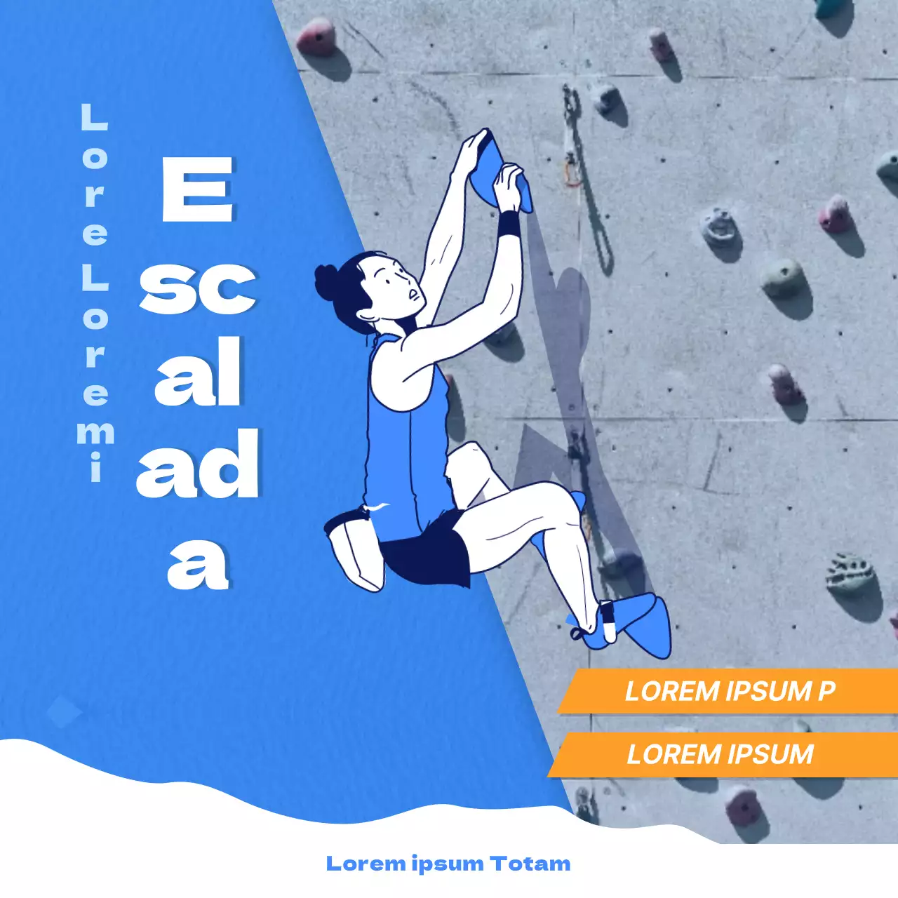 Cartão de escalada desportiva fixe e dinâmico em laranja com fundo azulNotícias