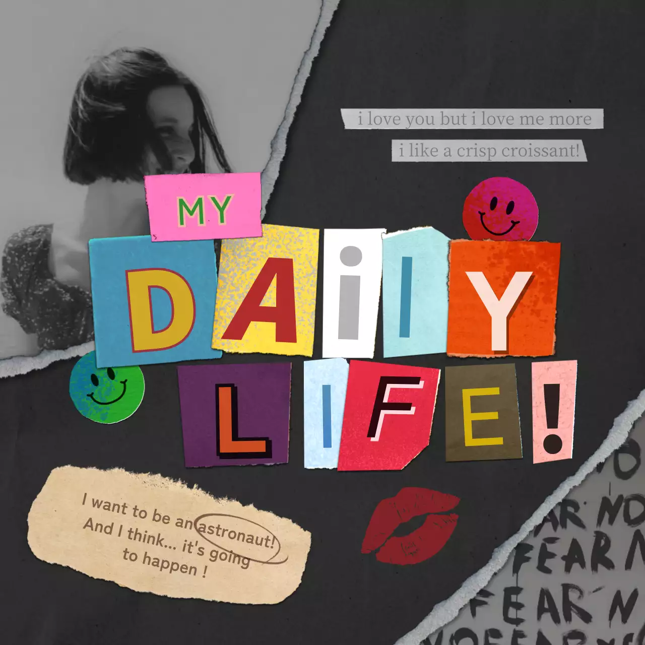 カラフル キュート コラージュ ポスター SNS投稿 正方形