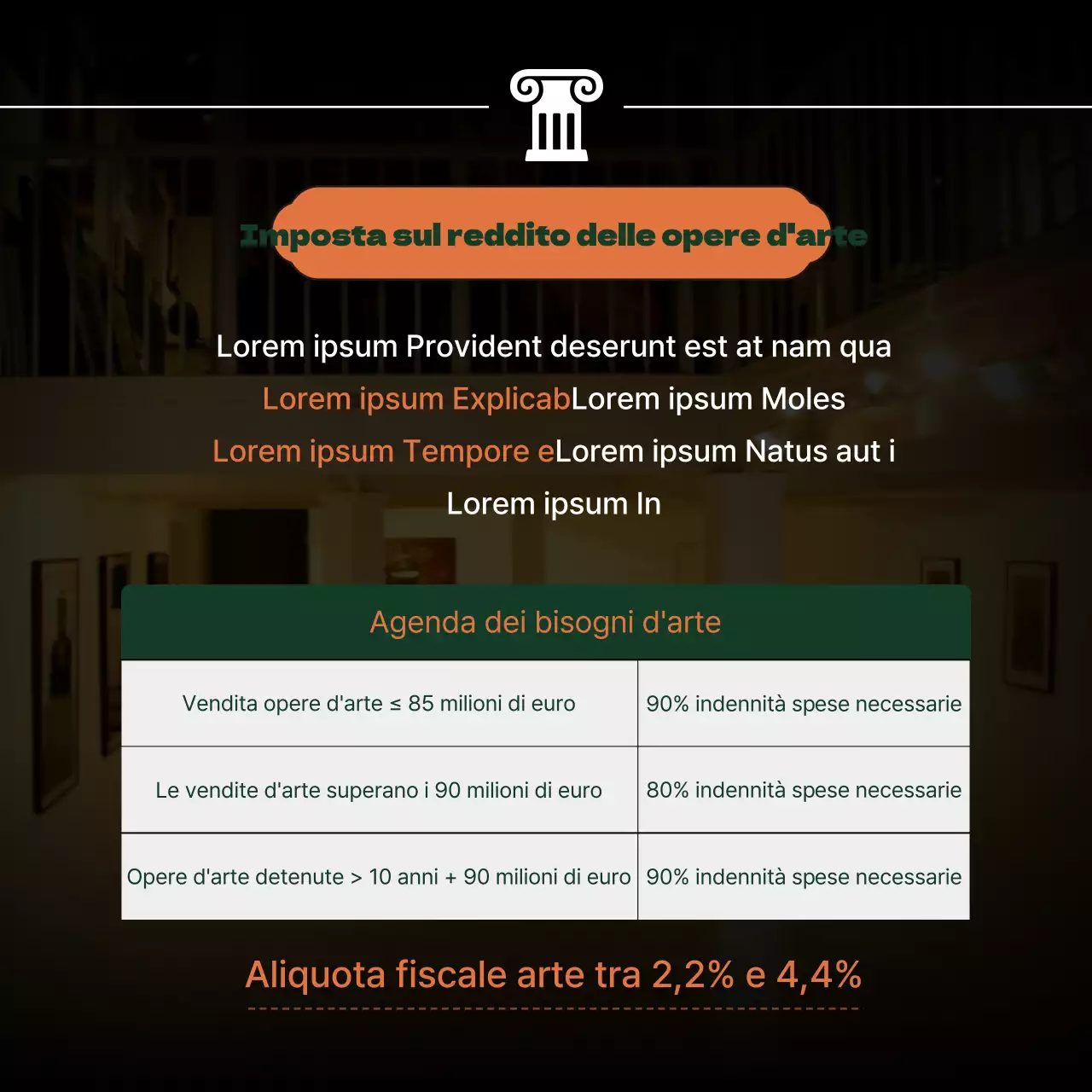 I lussuosi consigli fiscali e di investimento in arte arancione e verde di ArtTech