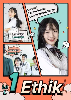 Split-Cartoon-Konzept zwischen Orange und Grün geschnitten