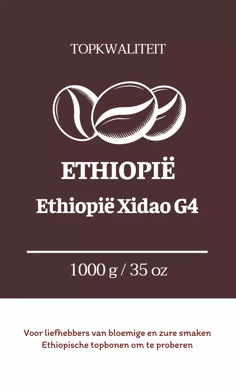 Keurig koffiebonenlabel met bruine illustratie