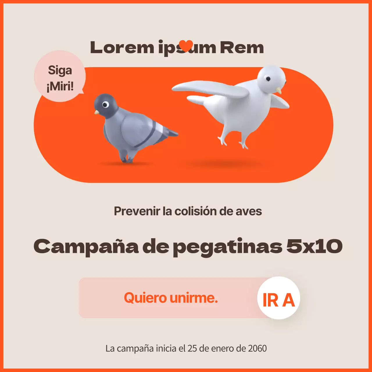 Una campaña limpia contra la colisión de aves con toques naranjas