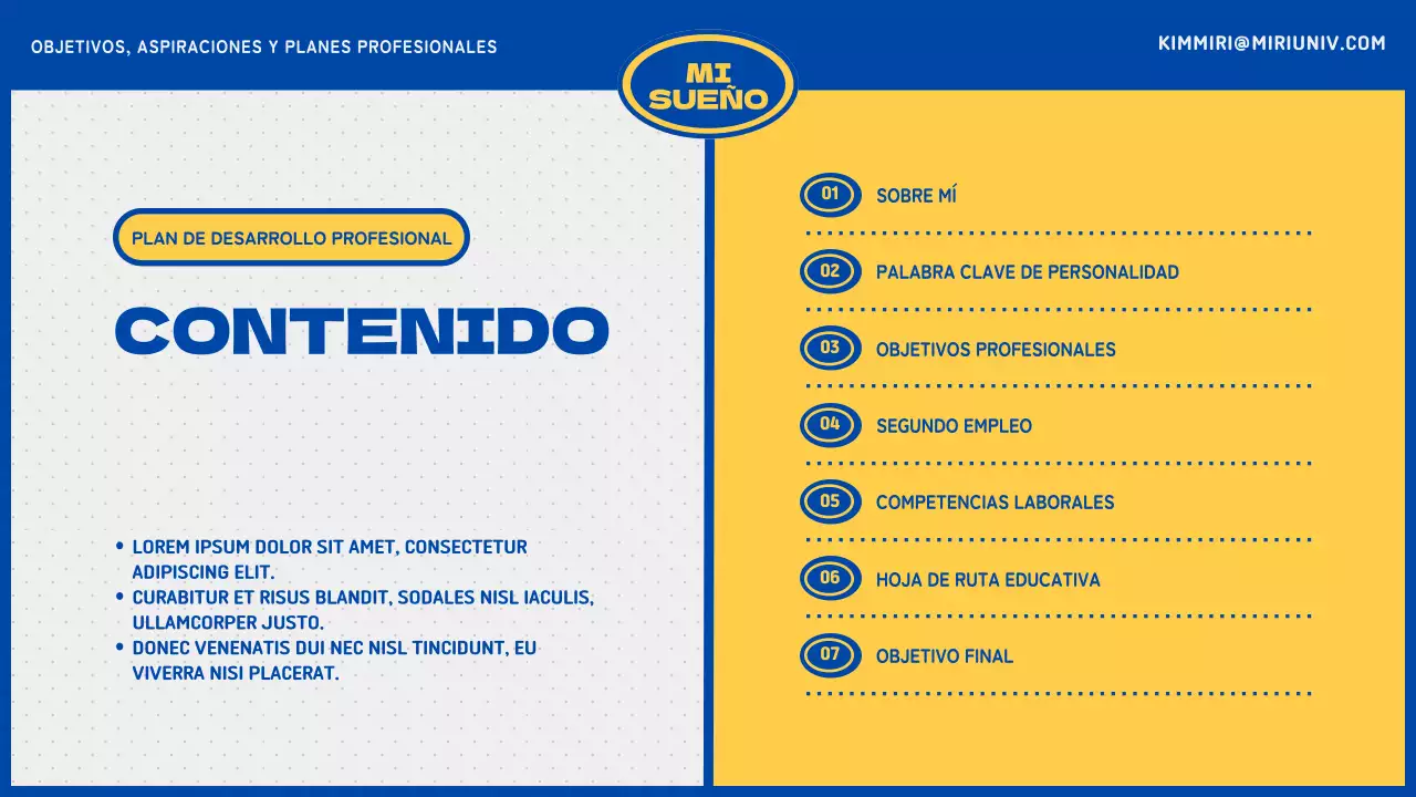 Plan de carrera universitaria azul y amarillo