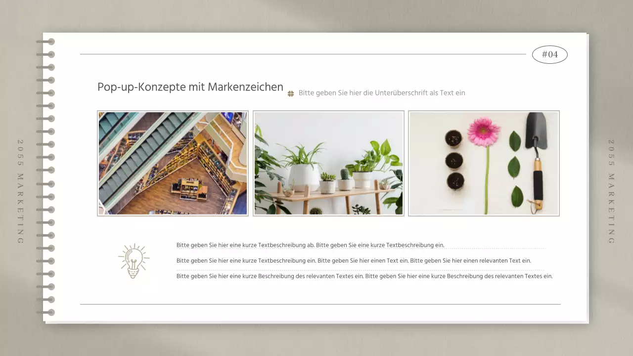 Sitzungsprotokoll einer Marketingstudie in einem einfachen beigen Notizbuch