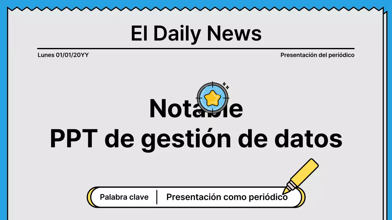 Líneas atrevidas y presentación llamativa en un concepto de periódico con acentos en amarillo y azul claro.