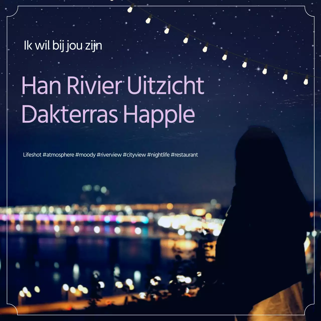 Blauw en mauve nachtzicht foto van de rooftop happle