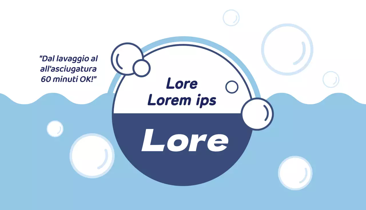Illustrazione blu che promuove una lavanderia a gettoni pulita