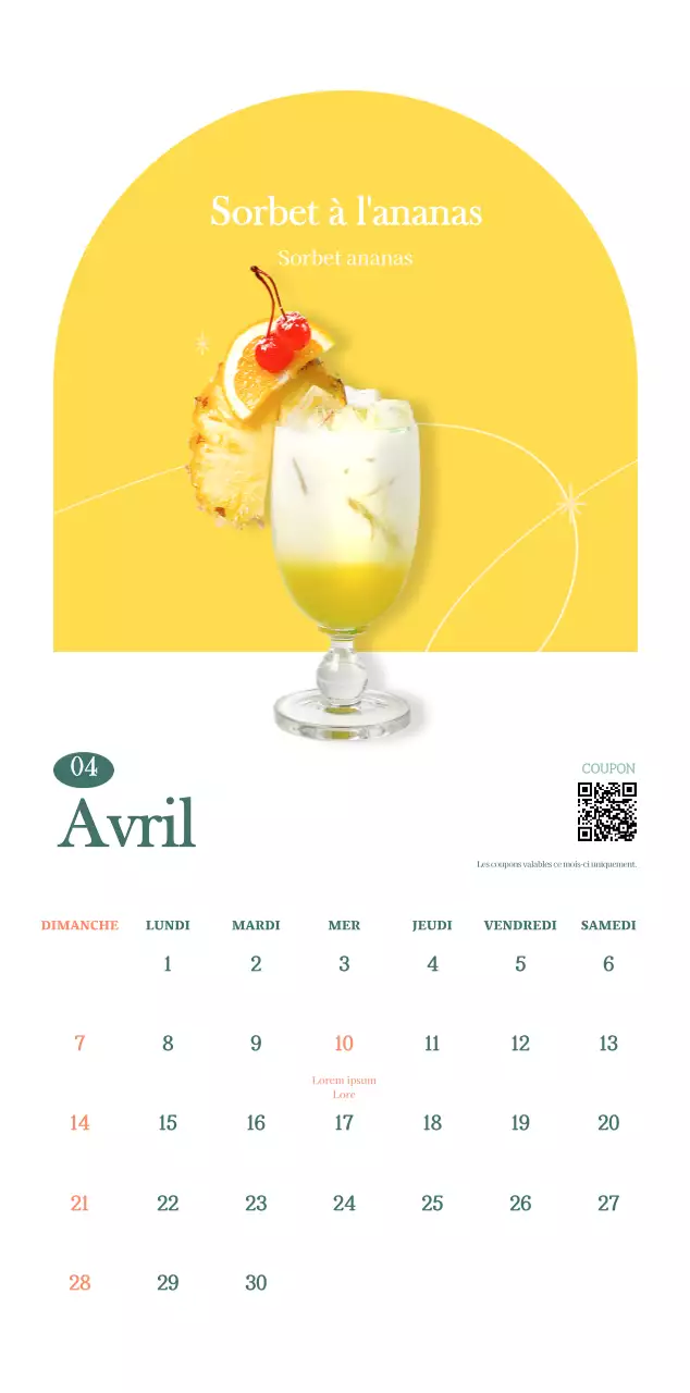 Calendrier des cafés avec recommandation de la boisson du mois