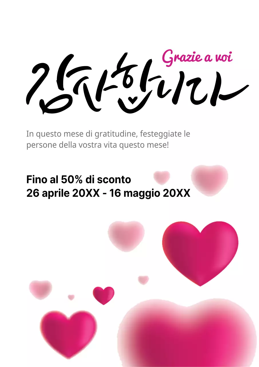 Promuovere una vendita per ringraziare con un'illustrazione a forma di cuore rosa