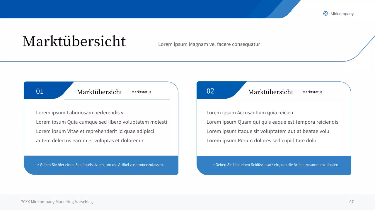 Eine einfache Geschäftspräsentation in Blau- und Grautönen