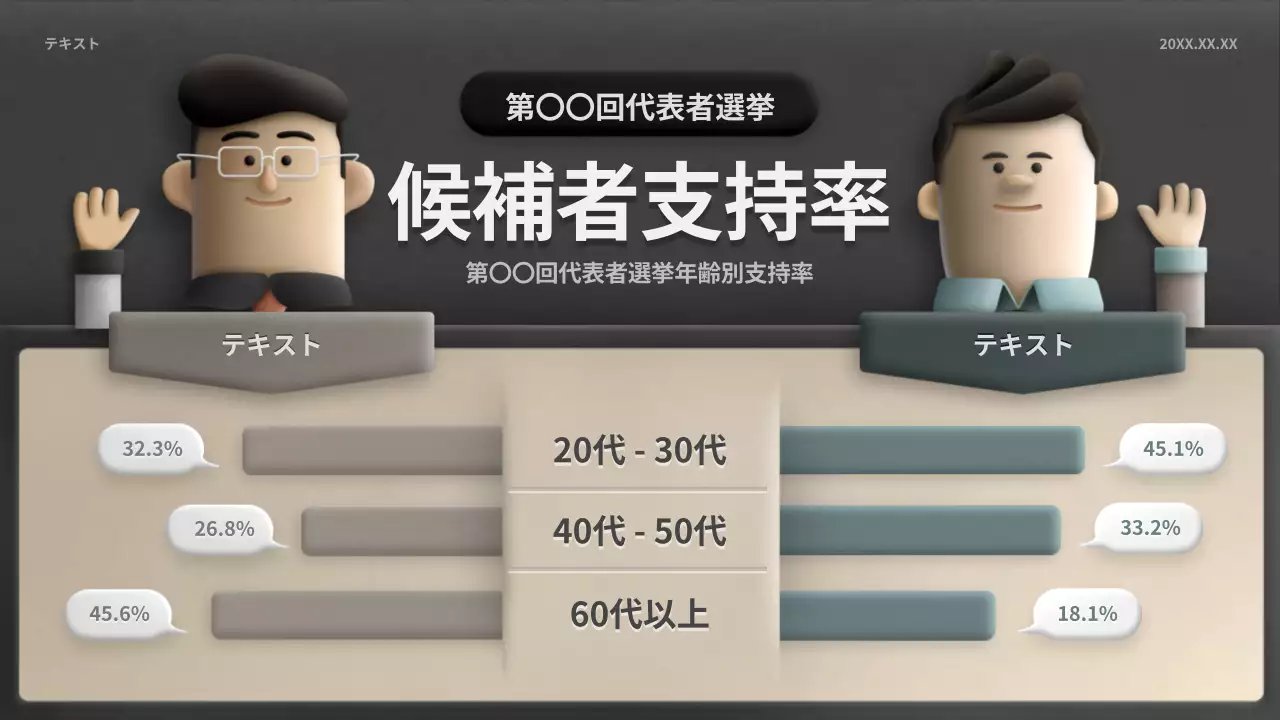 グレー シンプル 支援率 グラフ インフォグラフィック