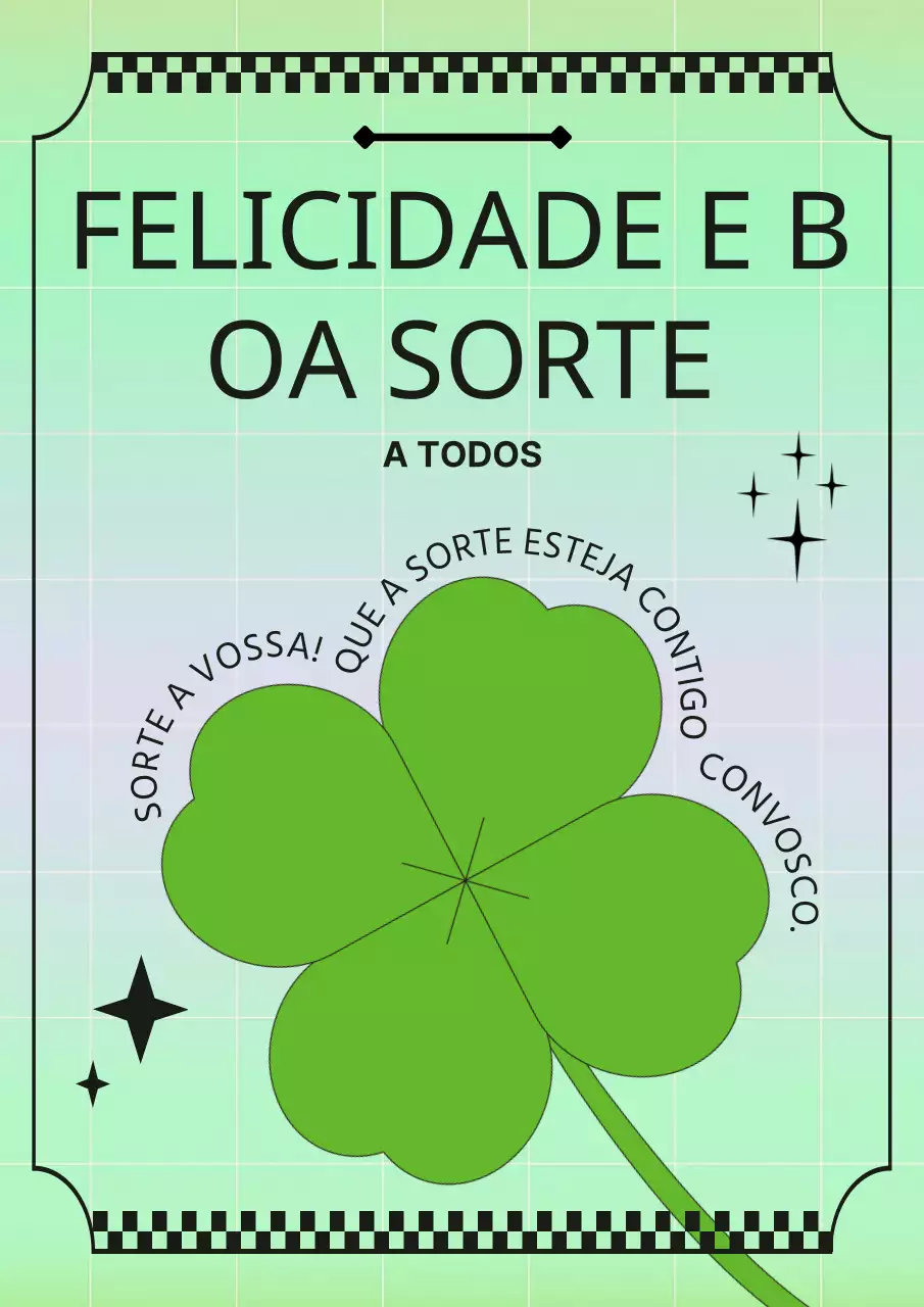 Arte retro com um trevo de quatro folhas verde