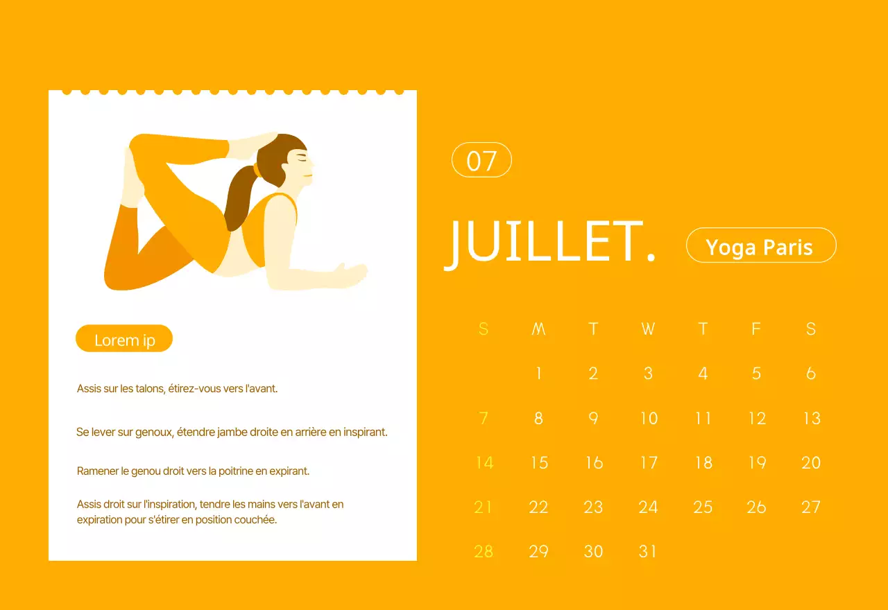 Calendriers orange à distribuer lors de la promotion de votre studio de yoga