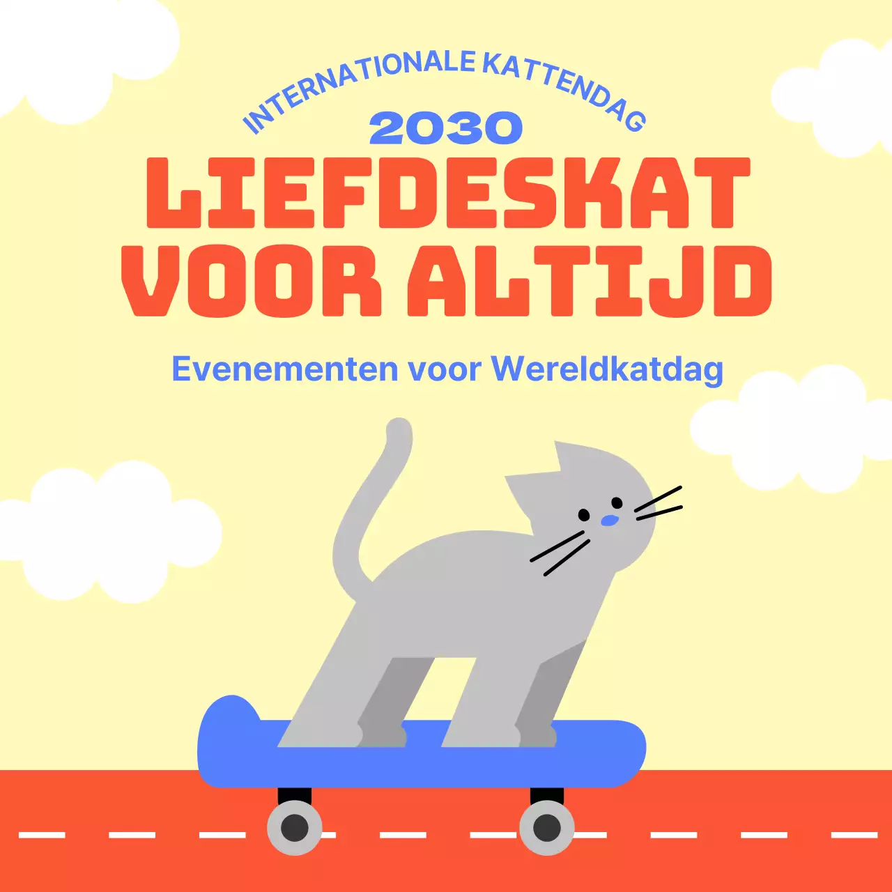 Een eenvoudige, gele, geïllustreerde versie van Kattendag
