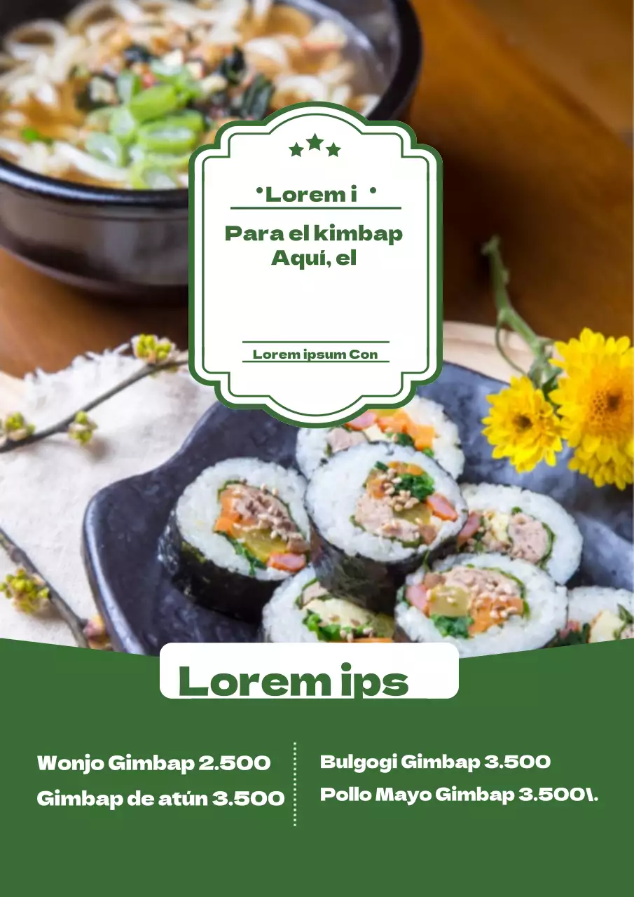 Folleto promocional para tablón de menús de masajes