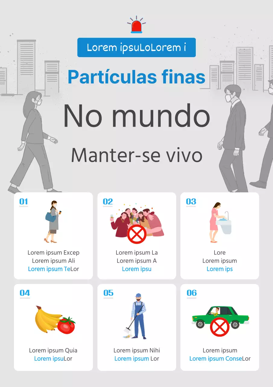 Guia de alerta de poeiras finas simples, azul claro e cinzento