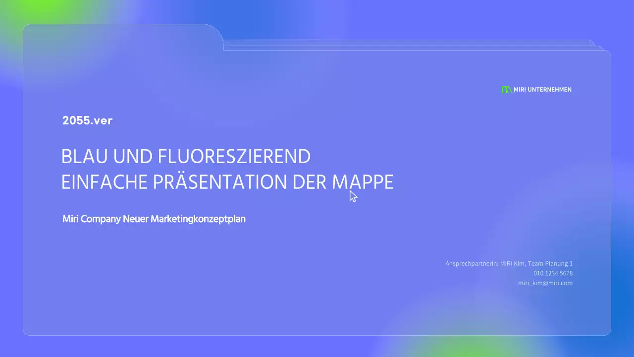 Einfache Mappen in Blau und fluoreszierenden Farben